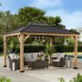 SUNJOY – SUNJOY 11×13 Wooden Gazebo Kits with Skylight and Ceiling Hook